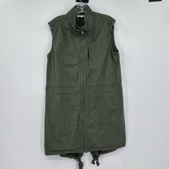 RO & DE Anthropologie Olive Green Utility Zip Vest Pockets Drawstring Womens M - Picture 3 of 11